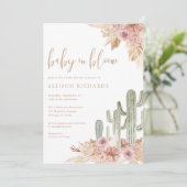 Baby in Bloom boho Kaktus Pampas Gras Babydusche Einladung (Stehend Vorderseite)