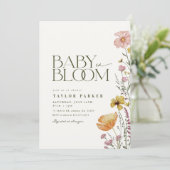Baby in Bloom Boho Kinderdusche Einladung (Stehend Vorderseite)