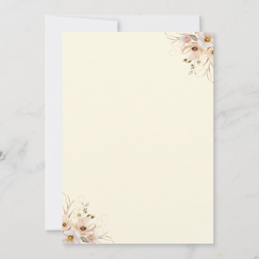 Baby in Bloom Boho Neutral Baby Dusche Einladung (Rückseite)