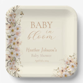 Baby in Bloom Boho Neutral Baby Dusche Pappteller
