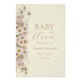 Baby in Bloom Boho Neutral Baby Dusche Poster