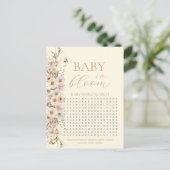Baby in Bloom Boho Neutral Baby Shower Game Postkarte (Stehend Vorderseite)