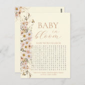 Baby in Bloom Boho Neutral Baby Shower Game Postkarte (Vorne/Hinten)