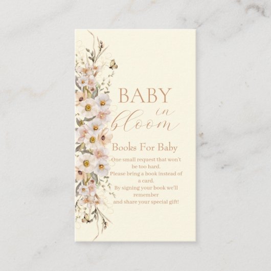 Baby in Bloom Boho neutrale Babydusche, Bücher Begleitkarte (Vorderseite)