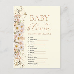 Baby In Bloom Boho Neutrale Babyparty-Spiel Postkarte
