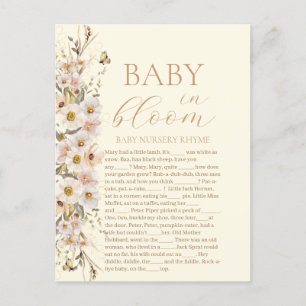 Baby In Bloom Boho Neutrale Babyparty-Spiel Postkarte