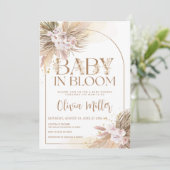 Baby in Bloom Boho Pampas Grass Baby Dusche Einladung (Stehend Vorderseite)