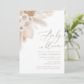 Baby in Bloom Boho Pampas Grass Baby Dusche Einladung (Stehend Vorderseite)