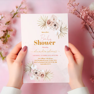 Baby in Bloom Boho Pampas Grass Baby Dusche Einladung