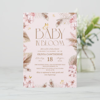 Baby in Bloom Boho Pampas Grass Baby Shower Einladung