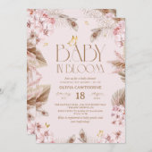 Baby in Bloom Boho Pampas Grass Baby Shower Einladung (Vorne/Hinten)