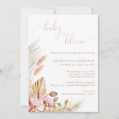 Baby in Bloom Boho Pink Pampas Grass | Babydusche Einladung (Vorderseite)