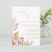 Baby in Bloom Boho Pink Pampas Grass | Babydusche Einladung (Stehend Vorderseite)