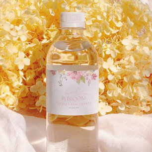 Baby in Bloom Boho Rosa Blumen Mädchen Baby-Party Wasserflaschenetikett