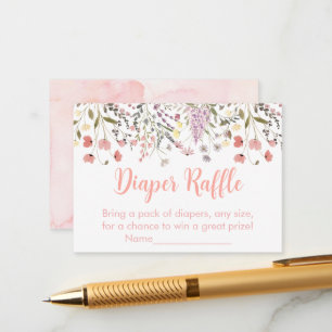 Baby in Bloom Boho Wildblume Baby Diaper Raffle Begleitkarte