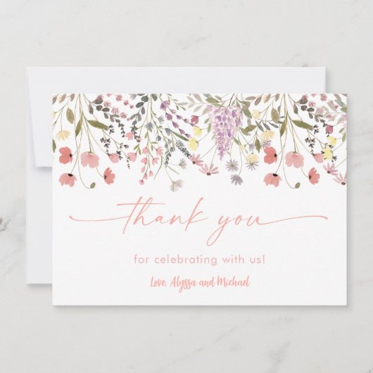 Baby in Bloom Boho Wildblume Babydusche Dankeskarte (Vorderseite)