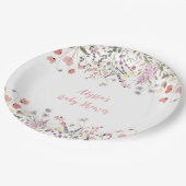 Baby in Bloom Boho Wildblume Babydusche Pappteller (Schrägansicht)