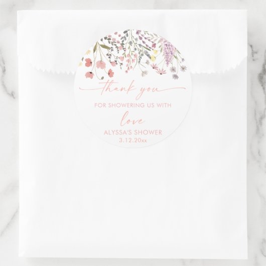 Baby in Bloom Boho Wildblume Babydusche Runder Aufkleber (Tasche)