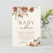 Baby in Bloom Boho Wildblume Rustic Baby Dusche Einladung (Stehend Vorderseite)