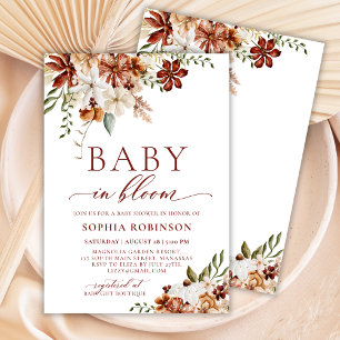 Baby in Bloom Boho Wildblume Rustic Baby Dusche Einladung