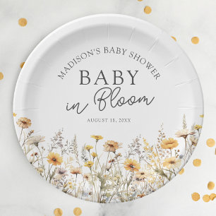 Baby In Bloom Boho Wildblumen-Baby-Party Pappteller