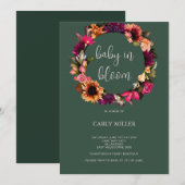 Baby in Bloom Bold Green Floral Baby Dusche Einladung (Vorne/Hinten)