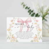 Baby in Bloom Book Request Pink Bow Baby Shower Begleitkarte (Stehend Vorderseite)