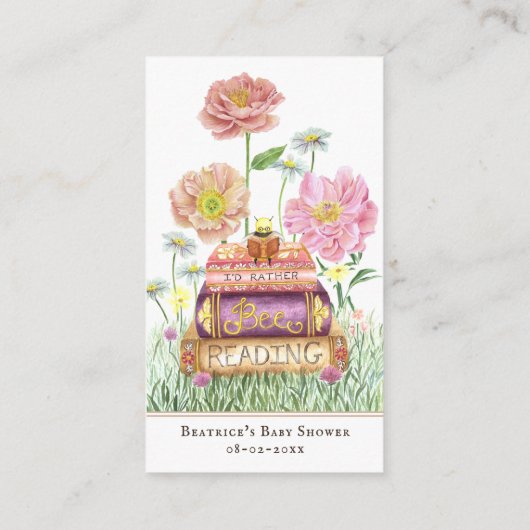Baby in Bloom Books for Baby Showroom Lesezeichen Begleitkarte (Rückseite)