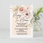 Baby in Bloom Botanische Blütenbaby Duschkarte Save The Date (Stehend Vorderseite)