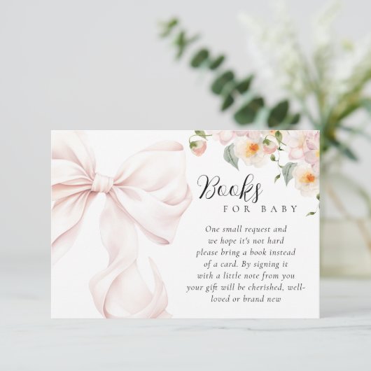 Baby in Bloom Bow Baby Showbücher für Baby Begleitkarte (Stehend Vorderseite)