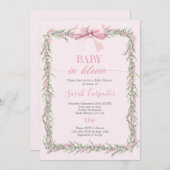 Baby in Bloom Bow Baby Shower Girl Einladung (Vorne/Hinten)