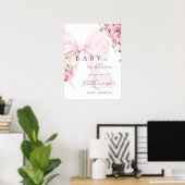 Baby in Bloom Bow Baby Shower Welcome Poster (Heimbüro)