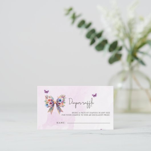 Baby in Bloom Bow Babydusche Windelwanne Begleitkarte (Stehend Vorderseite)