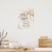 Baby in Bloom Bow Floral Baby Shower Welcome Poster (Küche)