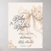 Baby in Bloom Bow Floral Baby Shower Welcome Poster (Vorne)