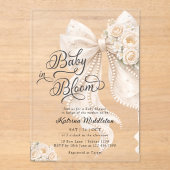 Baby in Bloom Bow Girl Baby Shower Acryleinladungen (Vorderseite)