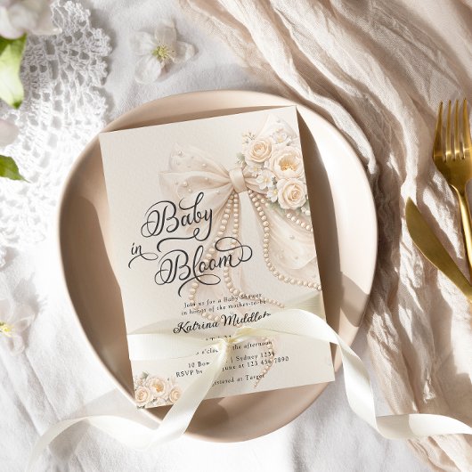 Baby in Bloom Bow Girl Baby Shower Einladung