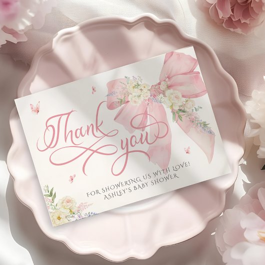 Baby in Bloom Bow Kinderdusche Danke Karte