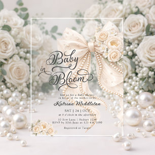 Baby in Bloom Bow Mädchen Baby Shower Acryleinladungen