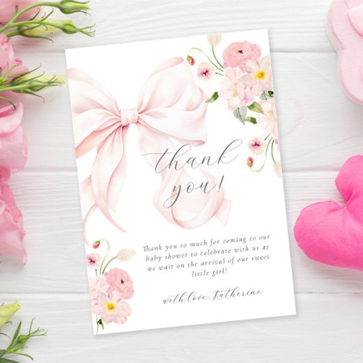 Baby in Bloom Bow Pink Dankeskarte