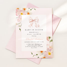 Baby in Bloom Bow Soft Pink Baby Dusche Einladung