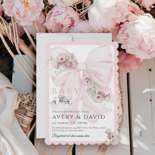 Baby in Bloom Bow Spring Garden Girl Baby Dusche Einladung