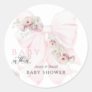 Baby in Bloom Bow Spring Garden Girl Baby Dusche Runder Aufkleber