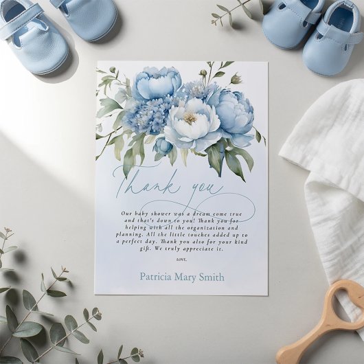 Baby in Bloom Boy Baby Shower Thank You Postkarte