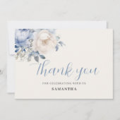 Baby in Bloom Boy Blue Floral Dusche Dankeskarte (Vorderseite)