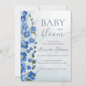 Baby in Bloom Boy Blue Floral Dusche Einladung (Vorderseite)