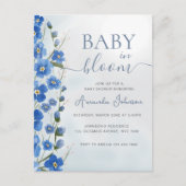 Baby in Bloom Boy Blue Floral Dusche Postkarte (Vorderseite)