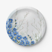 Baby in Bloom Boy Blue Floral Spring Dusche Pappteller (Vorderseite)