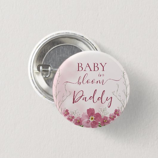 Baby in Bloom Boy Pink Blumendusche Daddy Button (Vorne & Hinten)