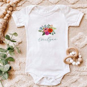 Baby in Bloom Bright Bloral Baby Name Strampler